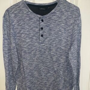 Marc Anthony Heathered Grey Long Sleeve Henley Sz S